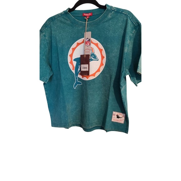 NEW Mitchell & Ness Miami‎ Dolphins Women's Boxy Crop Top SS T-Shirt (Large) - Picture 1 of 6